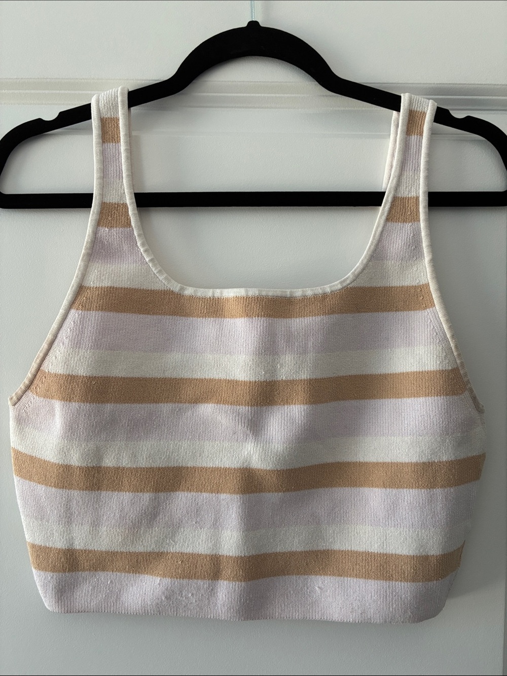 Aritzia Babaton Size XL Striped Sculpt Knit Squareneck Cropped Tank